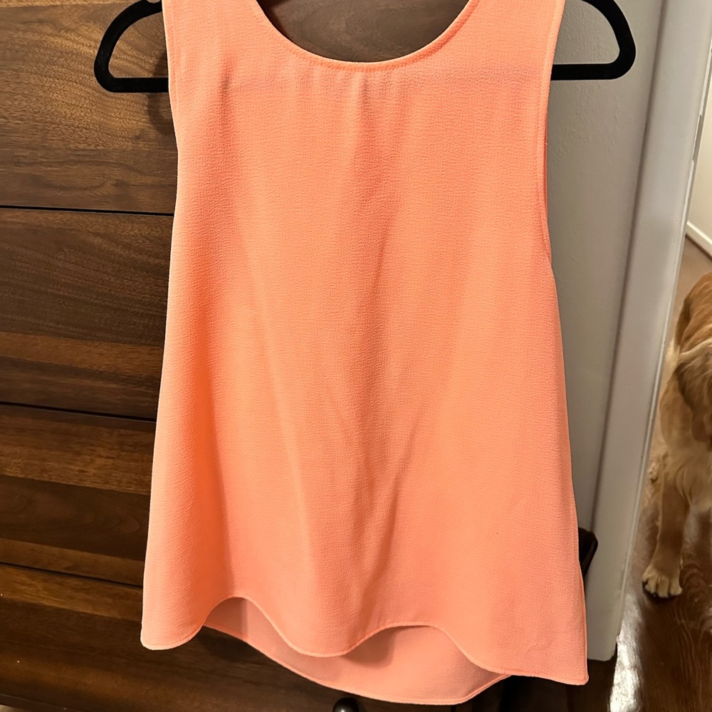 Everly Crepe Sleeveless Top in neon coral and mint